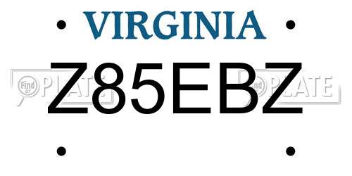 Z85EBZ Virginia License Plate