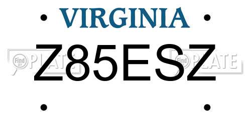 Z85ESZ Virginia License Plate