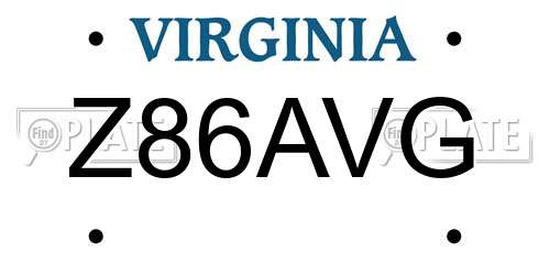 Z86AVG Virginia License Plate