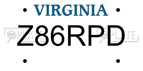 Z86RPD Virginia License Plate