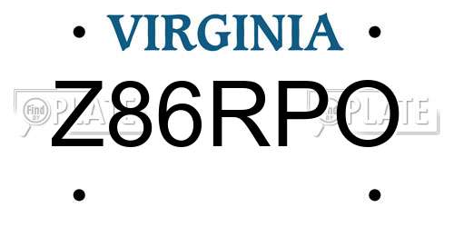 Z86RPO Virginia License Plate