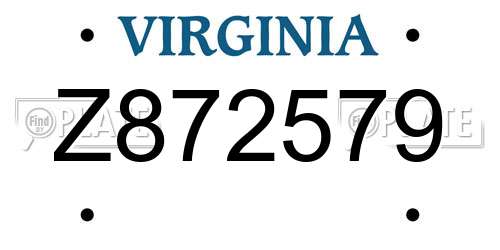 Z872579 Virginia License Plate
