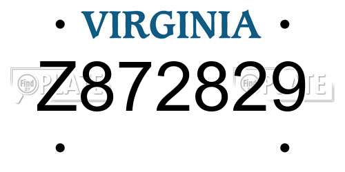 Z872829 Virginia License Plate