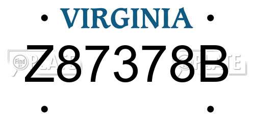 Z87378B Virginia License Plate