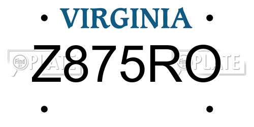 Z875RO Virginia License Plate