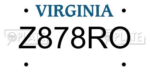 Z878RO Virginia License Plate