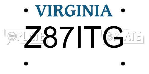 Z87ITG Virginia License Plate
