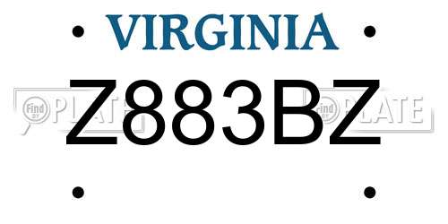 Z883BZ Virginia License Plate
