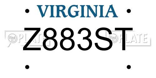 Z883ST Virginia License Plate