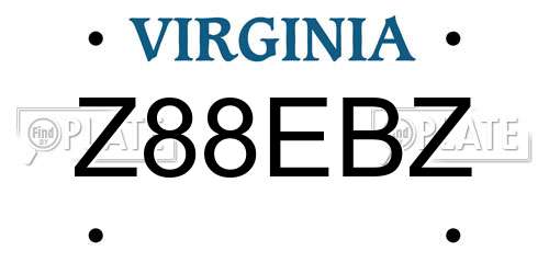 Z88EBZ Virginia License Plate