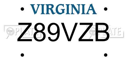 Z89VZB Virginia License Plate