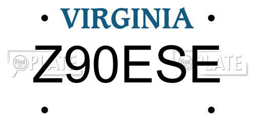 Z90ESE Virginia License Plate