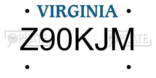 Z90KJM Virginia License Plate