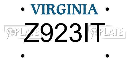 Z923IT Virginia License Plate