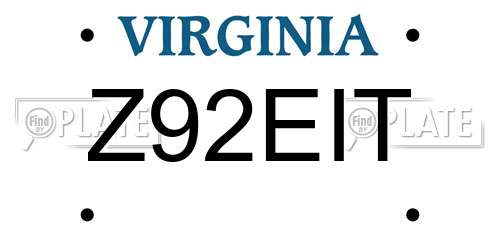 Z92EIT Virginia License Plate