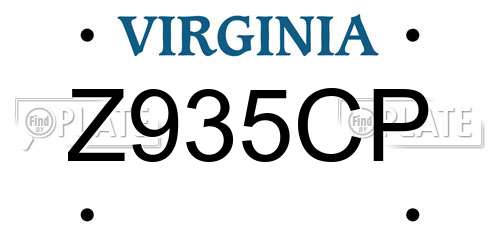 Z935CP Virginia License Plate