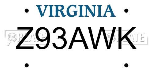 Z93AWK Virginia License Plate