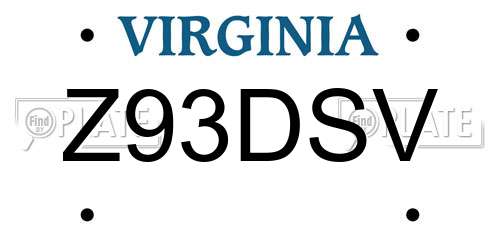 Z93DSV Virginia License Plate