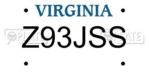 Z93JSS Virginia License Plate