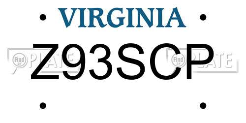Z93SCP Virginia License Plate