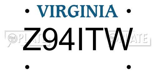 Z94ITW Virginia License Plate