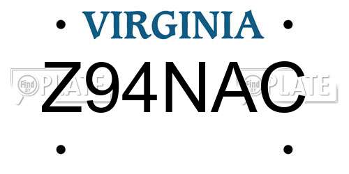 Z94NAC Virginia License Plate