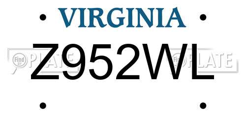 Z952WL Virginia License Plate