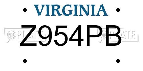 Z954PB Virginia License Plate