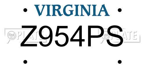 Z954PS Virginia License Plate