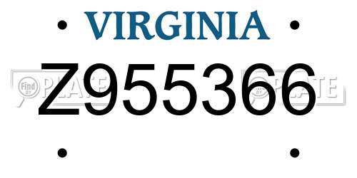 Z955366 Virginia License Plate