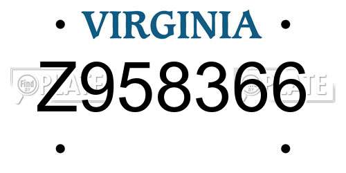 Z958366 Virginia License Plate