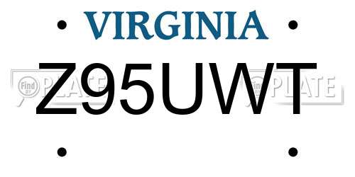 Z95UWT Virginia License Plate