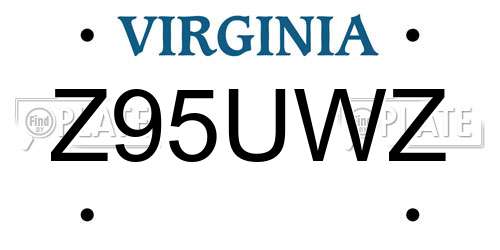 Z95UWZ Virginia License Plate