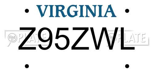 Z95ZWL Virginia License Plate