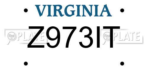 Z973IT Virginia License Plate