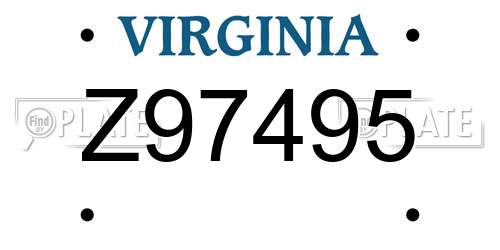Z97495 Virginia License Plate
