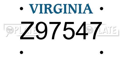 Z97547 Virginia License Plate