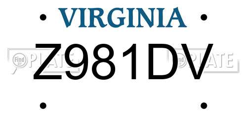 Z981DV Virginia License Plate