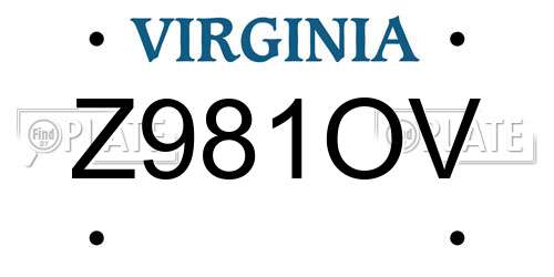Z981OV Virginia License Plate