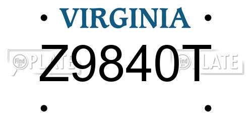 Z9840T Virginia License Plate