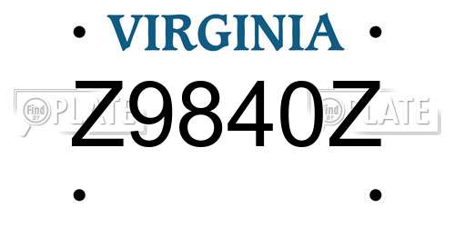 Z9840Z Virginia License Plate