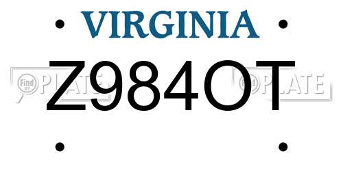 Z984OT Virginia License Plate