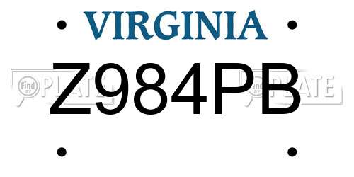 Z984PB Virginia License Plate