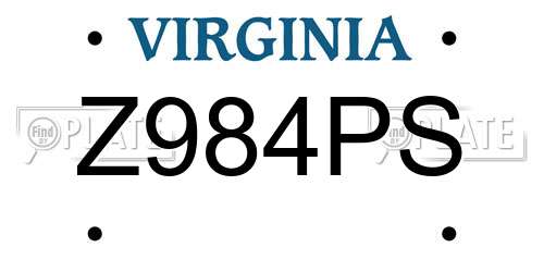 Z984PS Virginia License Plate