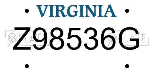Z98536G Virginia License Plate