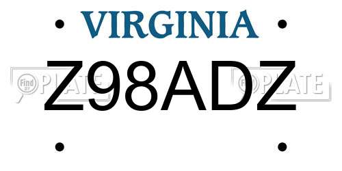 Z98ADZ Virginia License Plate