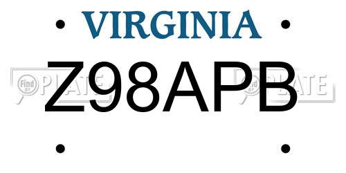 Z98APB Virginia License Plate