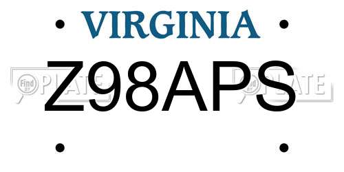Z98APS Virginia License Plate