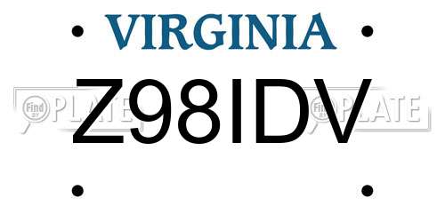 Z98IDV Virginia License Plate