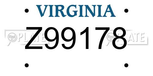 Z99178 Virginia License Plate